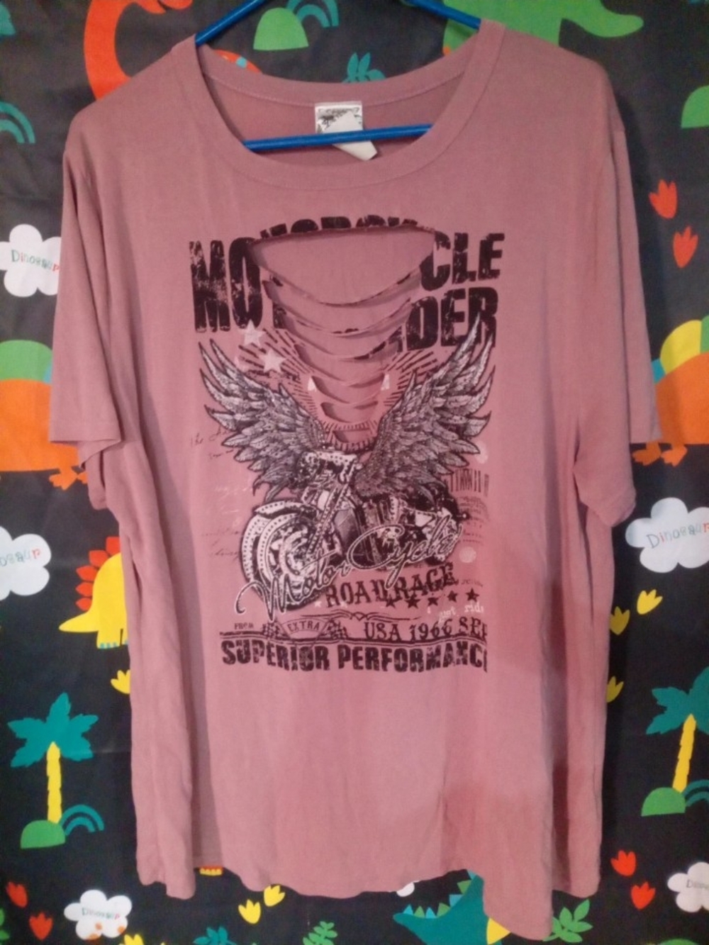 Ladies Distressed Graphic T-Shirt - Dusty Rose
